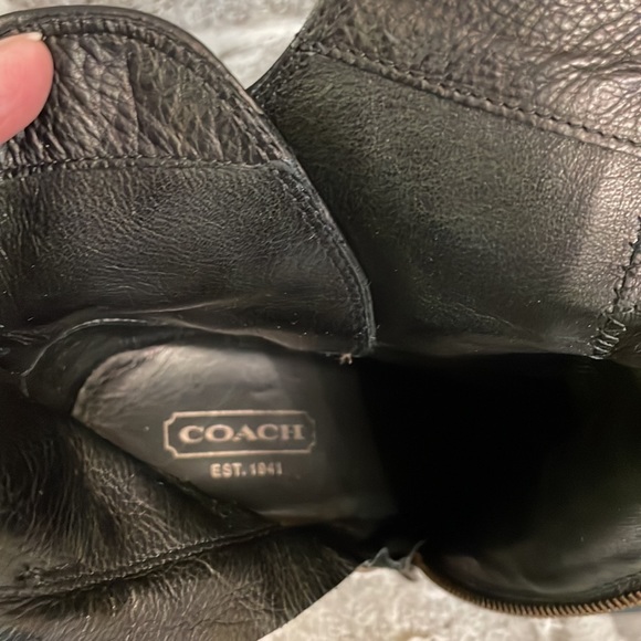 Coach Nancie Soft Calf Black Pebbled Leather Heeled Bootie Made in Italy - Picture 10 of 16